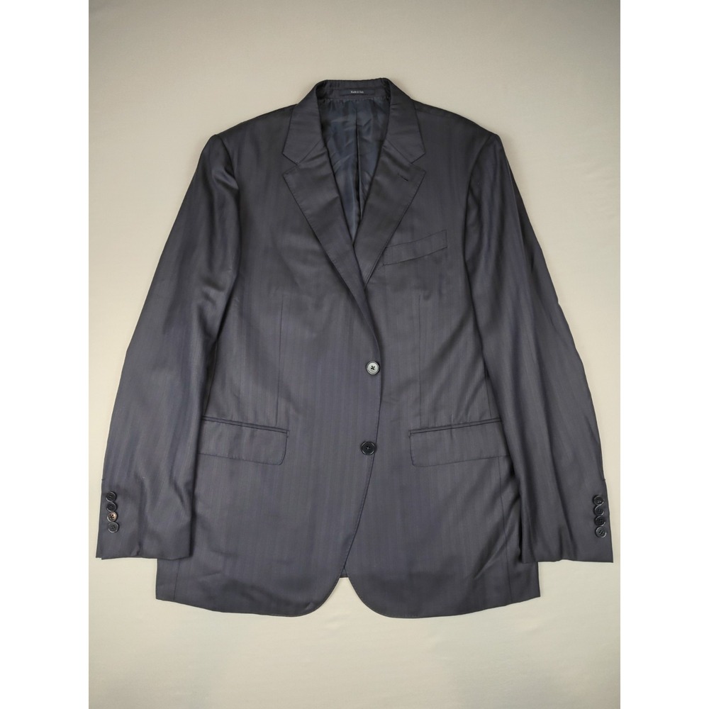 Ermenegildo Zegna Trofeo 600 Blazer Mens US 46R EU56 Blue Wool Silk Milano Italy